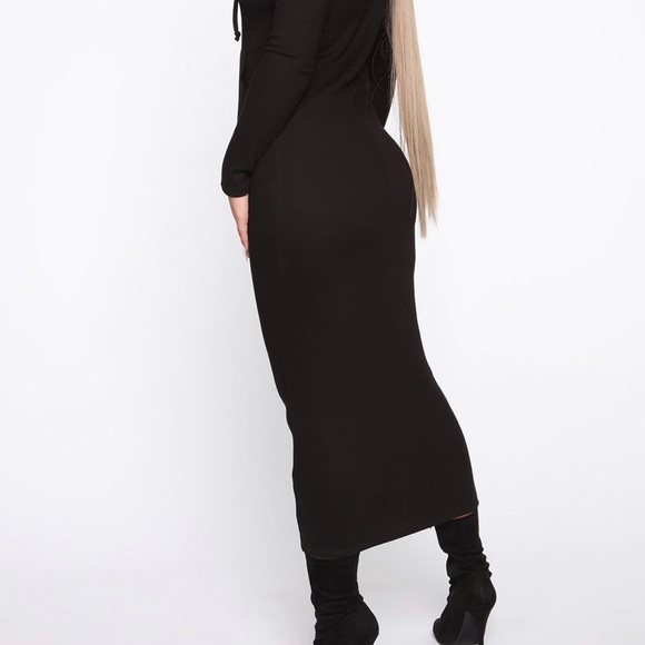 Last one!! Long black hooded sweater dress. NWT M - Picture 7 of 14